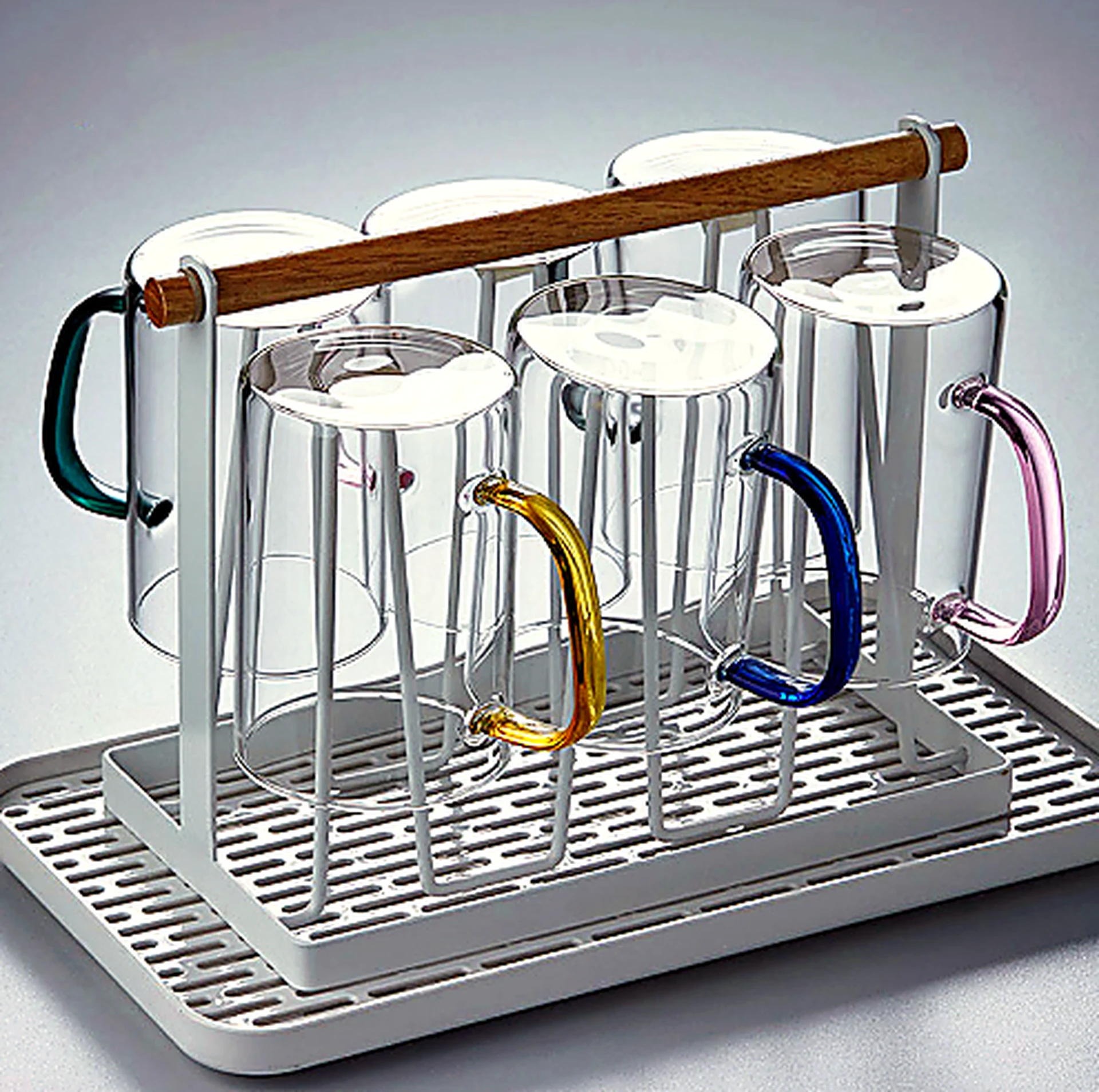 Colored Handle Glass Cup 300ml for OEM wholesale glassware projects