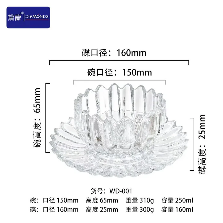 Clear Dessert Bowl and Saucer Set catalog product image for wholesale review