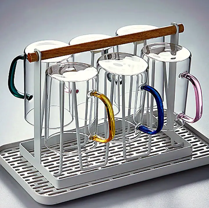 Colored Handle Glass Cup 300ml for OEM wholesale glassware projects
