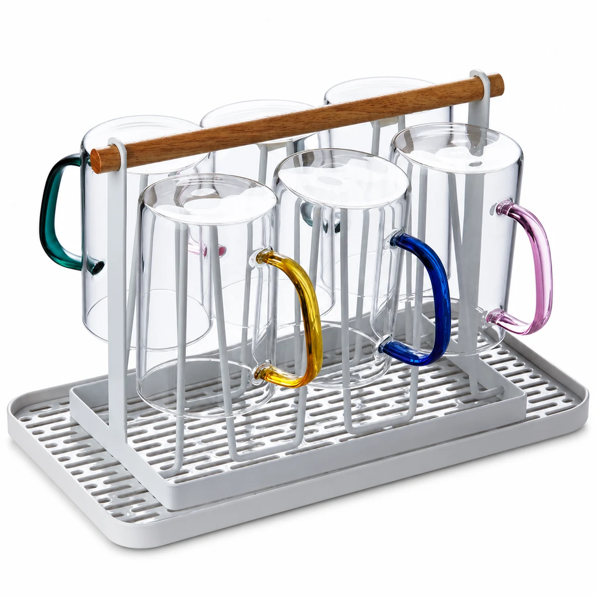 Colored Handle Glass Cup 300ml for OEM wholesale glassware projects