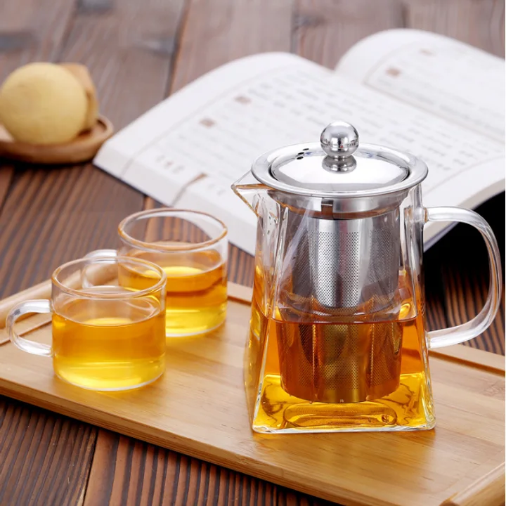 Square Glass Teapot with Stainless Infuser catalog product image for wholesale review