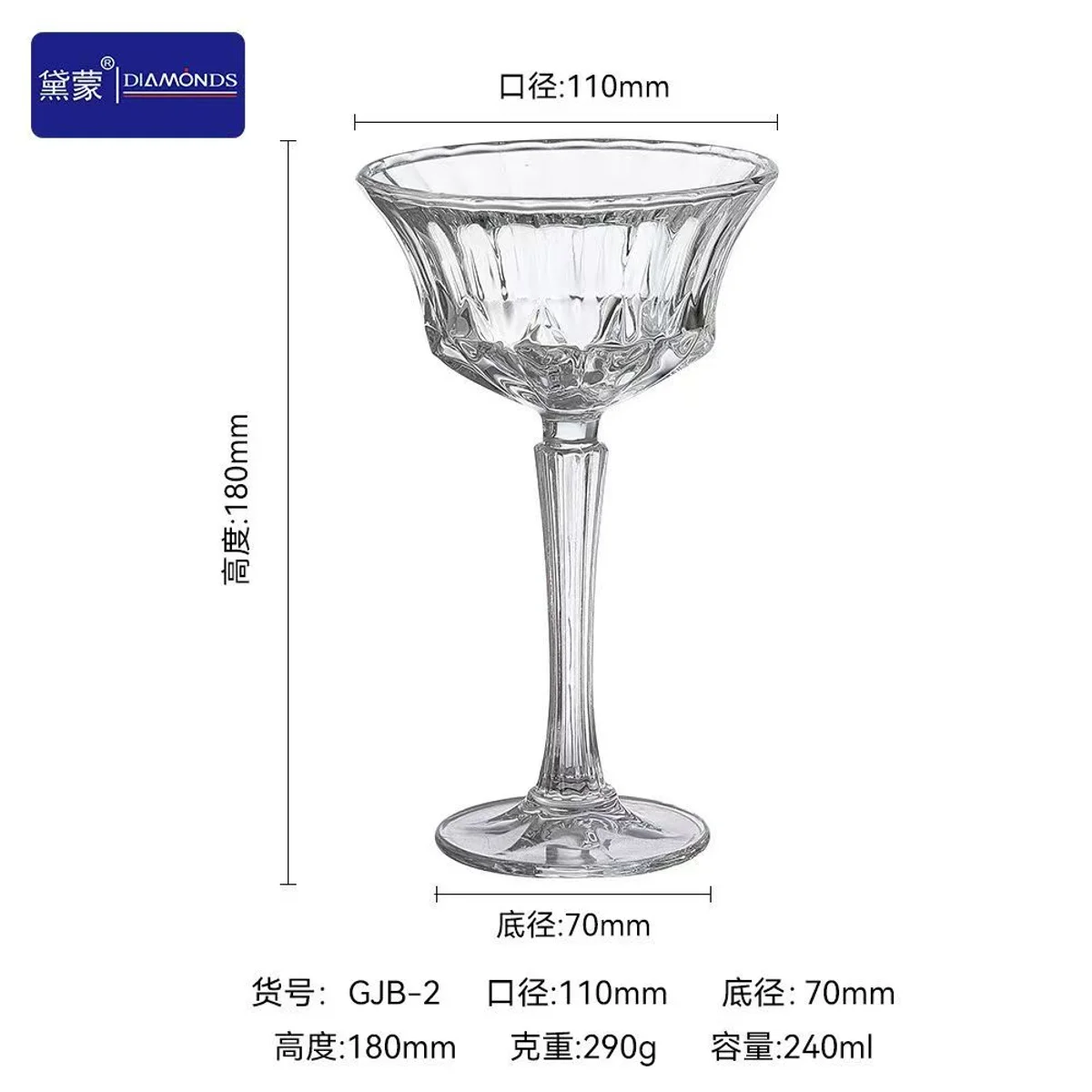 Stemmed Dessert Glass, model GJB-2, selected for Middle East buyer review
