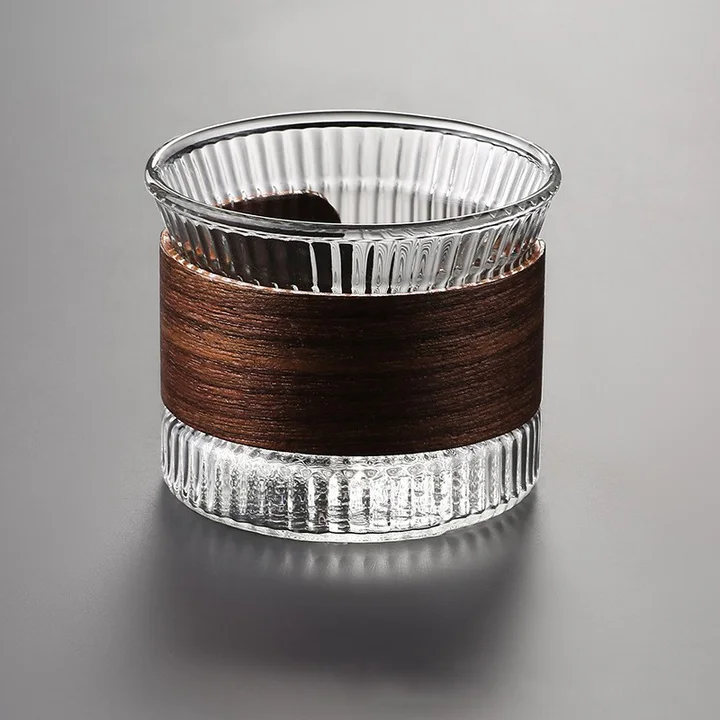 Wood Sleeve Hammered Glass Cup catalog product image for wholesale review